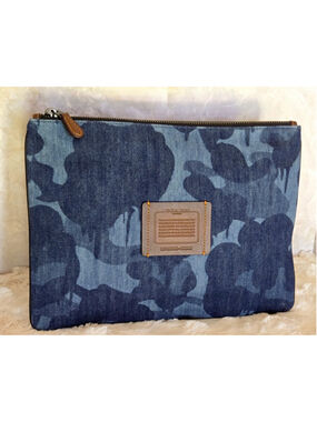 NWOT Coach Sample 'Wild Beast Camo' Denim Large Multifunctional Printed Pouch